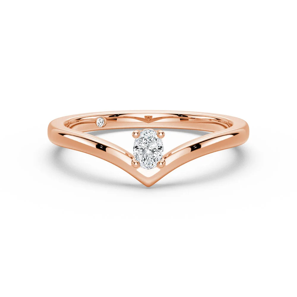V Shaped Oval Lab Grown Diamond Solitaire Ring