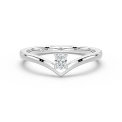 V Shaped Oval Lab Grown Diamond Solitaire Ring