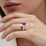 In-Stock Lab Grown Ruby and Moissanite Crossover Ring