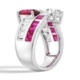 In-Stock Lab Grown Ruby and Moissanite Crossover Ring