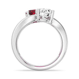 In-Stock Lab Grown Ruby and Moissanite Crossover Ring