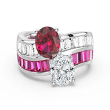 In-Stock Lab Grown Ruby and Moissanite Crossover Ring