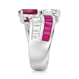 In-Stock Lab Grown Ruby and Moissanite Crossover Ring