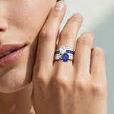 In-Stock Lab Grown Sapphire and Moissanite Crossover Ring