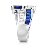 In-Stock Lab Grown Sapphire and Moissanite Crossover Ring