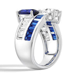 In-Stock Lab Grown Sapphire and Moissanite Crossover Ring