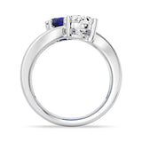 In-Stock Lab Grown Sapphire and Moissanite Crossover Ring