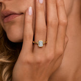 2CT Emerald Cut Moissanite Sculptural Ring