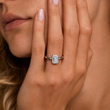 2CT Emerald Cut Moissanite Sculptural Ring
