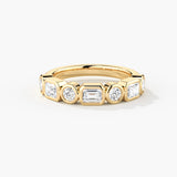 Emerald & Round Moissanite Stacking Ring