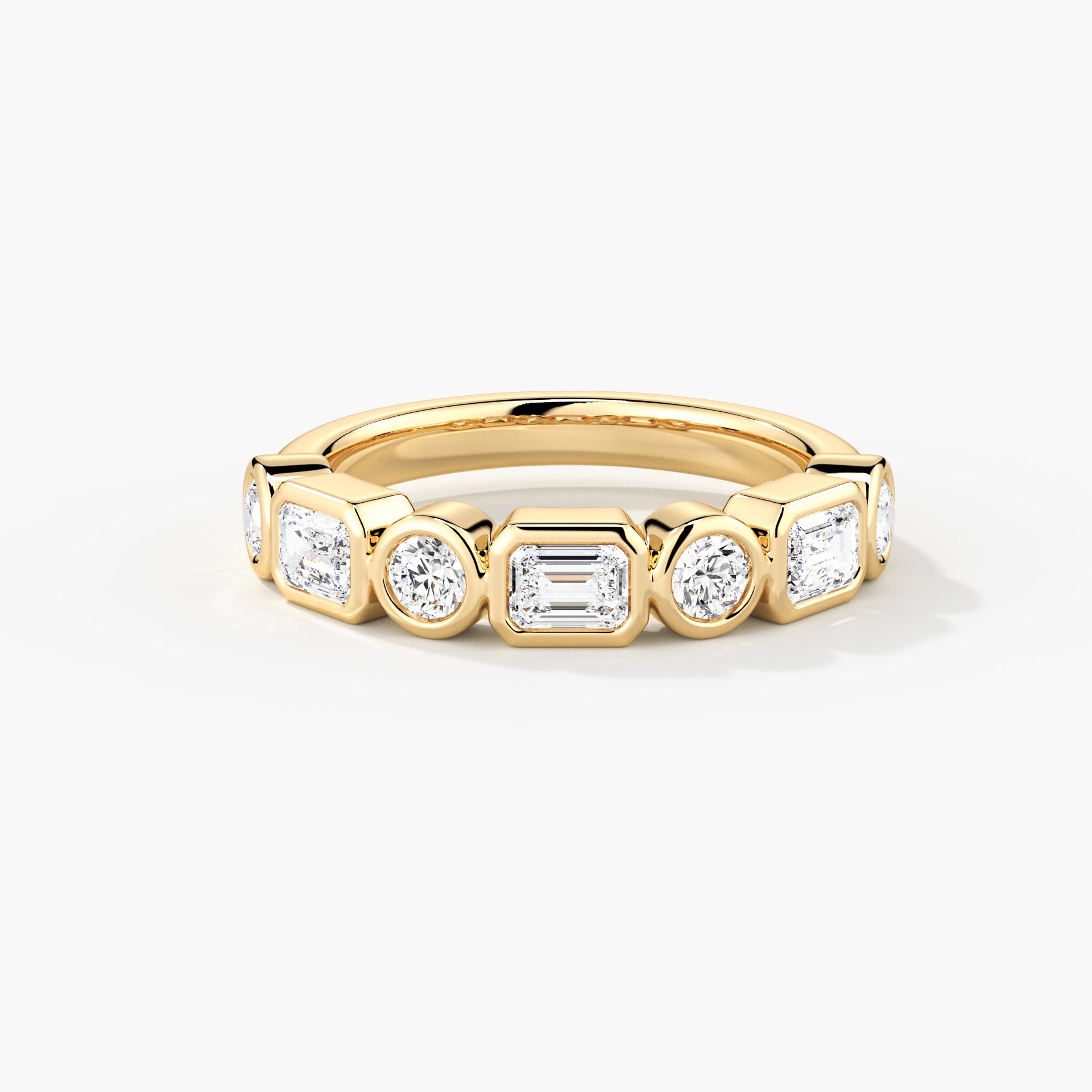 Emerald & Round Moissanite Stacking Ring