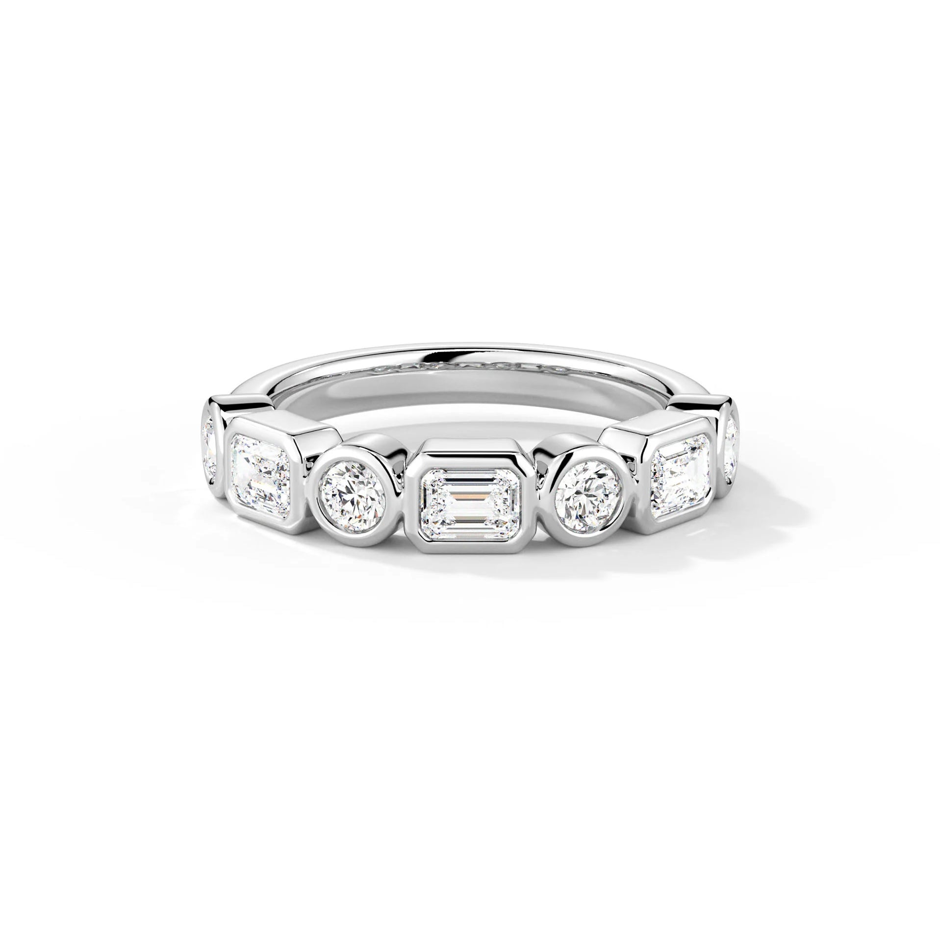 Emerald & Round Moissanite Stacking Ring