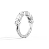 Emerald & Round Moissanite Stacking Ring