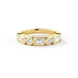 Emerald & Round Moissanite Stacking Ring