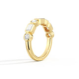 Emerald & Round Moissanite Stacking Ring