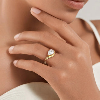 Sculpted Wave Pear Cut Engagement Ring