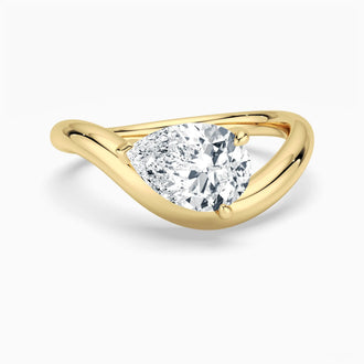 Sculpted Wave Pear Cut Engagement Ring
