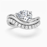 2ct Pear Cut Moissanite Ring Set
