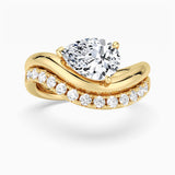 2ct Pear Cut Moissanite Ring Set