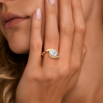 2ct Pear Cut Curved Moissanite Ring
