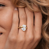Toi et Moi Pear & Emerald Engagement Ring
