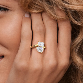 Toi et Moi Pear & Emerald Engagement Ring
