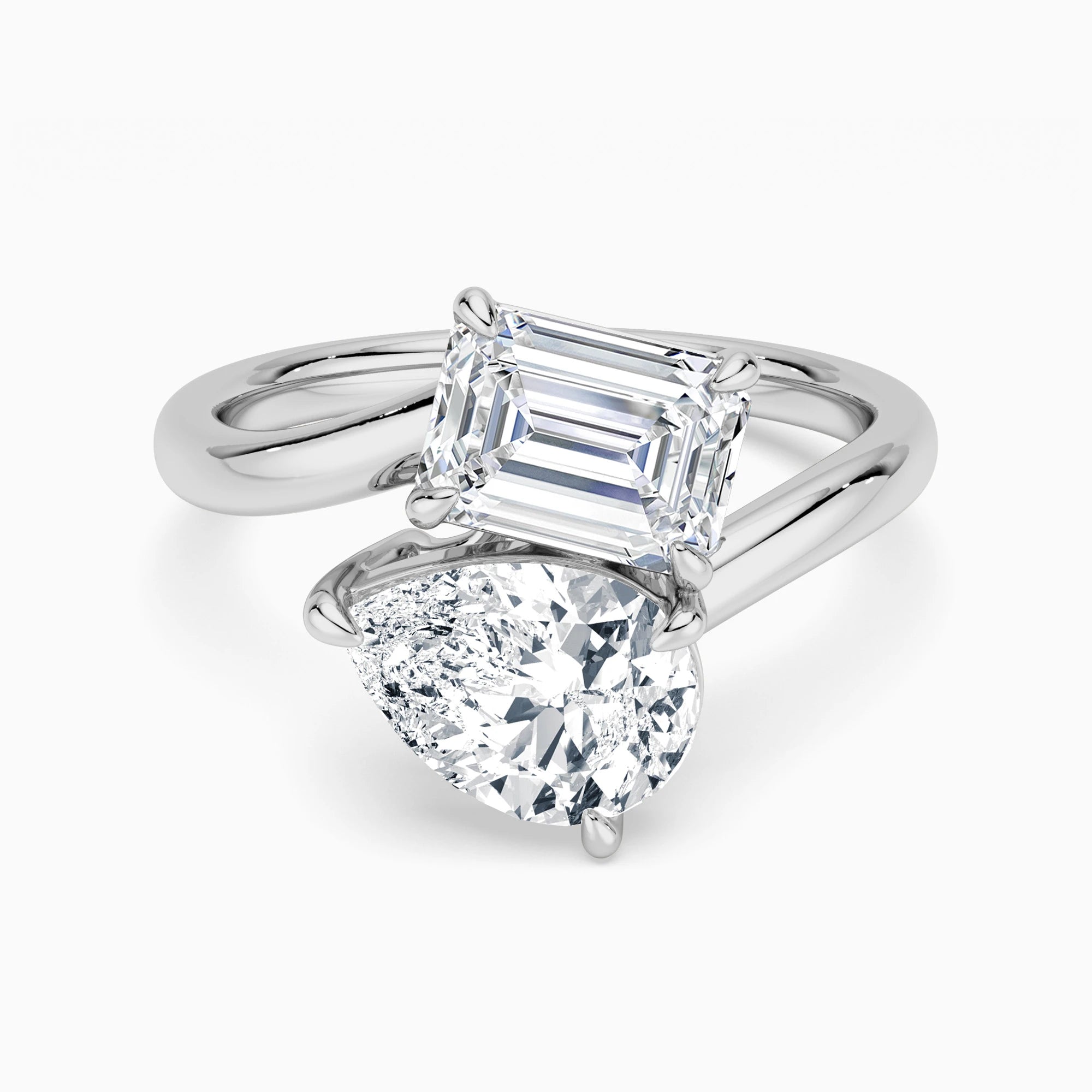 Toi et Moi Pear & Emerald Engagement Ring