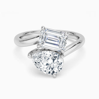 Toi et Moi Pear & Emerald Engagement Ring