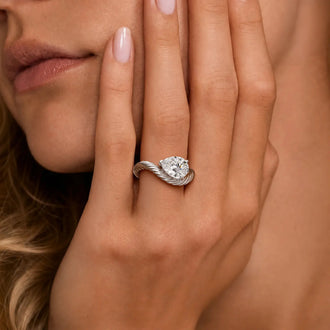 2ct Pear Solitaire Sculptural Ring