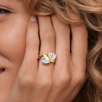 Double Pear Moissanite Ring