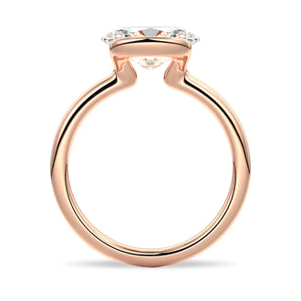 Half Bezel Oval Shaped Moissanite Engagement Ring