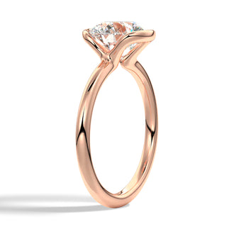 Half Bezel Oval Shaped Moissanite Engagement Ring