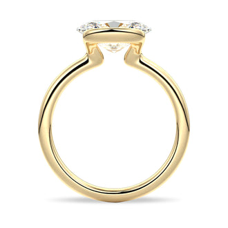 Half Bezel Oval Shaped Moissanite Engagement Ring
