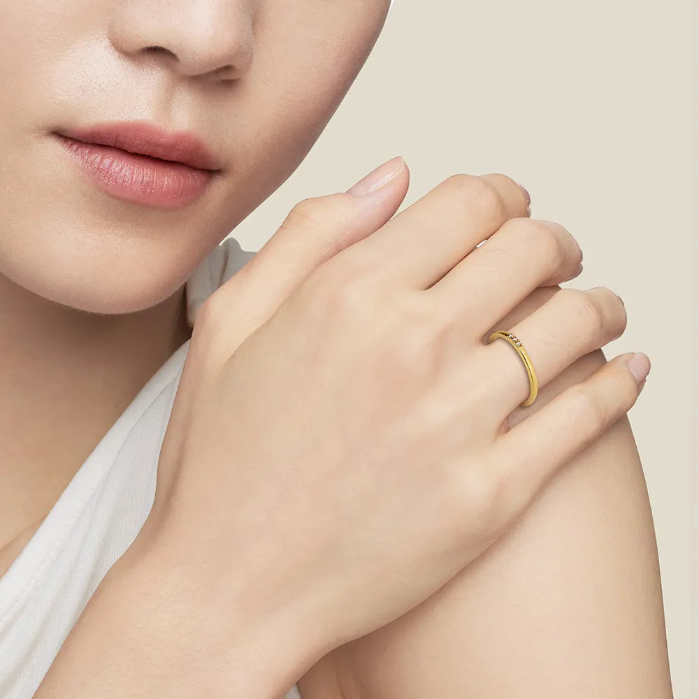 Promise Rings Inset Stone Three - Stone Pave Promise Ring, Symbol of Past - Present - Future Love ...
