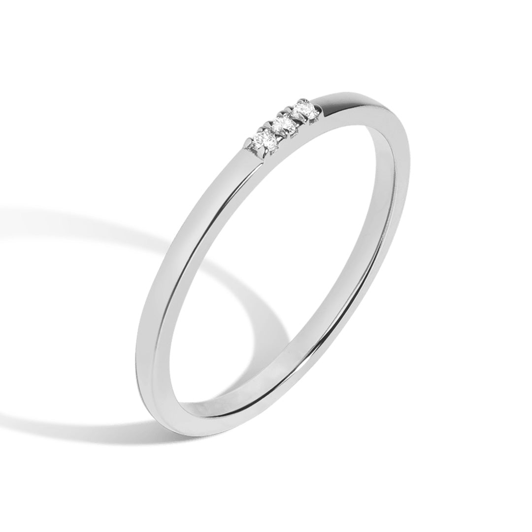 Promise Rings Inset Stone Three - Stone Pave Promise Ring, Symbol of Past - Present - Future Love ...