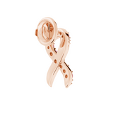 "Faith Over Fear" Ribbon Brooch Pin In Rose Gold With Pavé Pink Sapphires