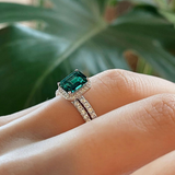 2 CT. Lab Grown Emerald Ring Set with Matching Wedding Band