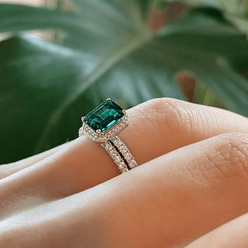 Emerald Engagement Ring Bridal Set – MSBLUE Jewelry