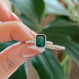 2 CT. Lab Grown Emerald Ring Set with Matching Wedding Band