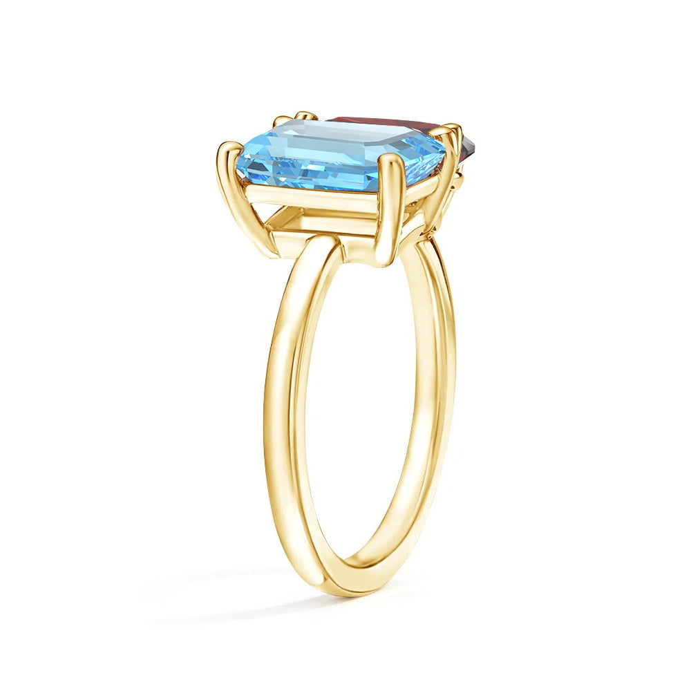 Toi et Moi Personalized Aquamarine Birthstone Anniversary Ring - MSBLUE Jewelry