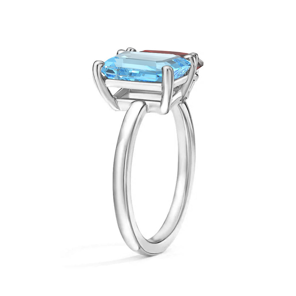 Toi et Moi Personalized Aquamarine Birthstone Anniversary Ring - MSBLUE Jewelry