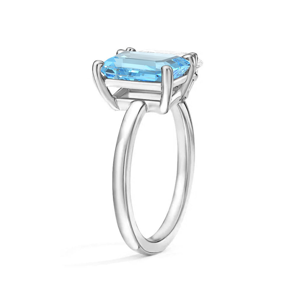 Toi et Moi Personalized Aquamarine Birthstone Anniversary Ring - MSBLUE Jewelry