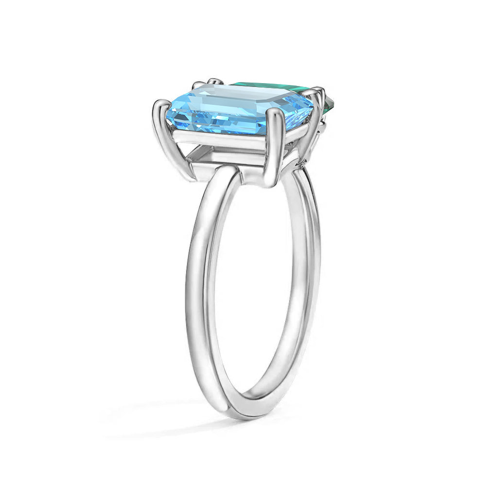 Toi et Moi Personalized Aquamarine Birthstone Anniversary Ring - MSBLUE Jewelry