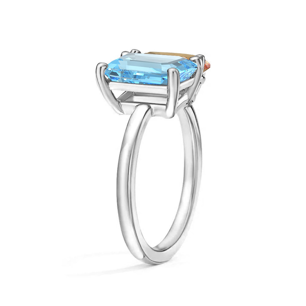 Toi et Moi Personalized Aquamarine Birthstone Anniversary Ring - MSBLUE Jewelry