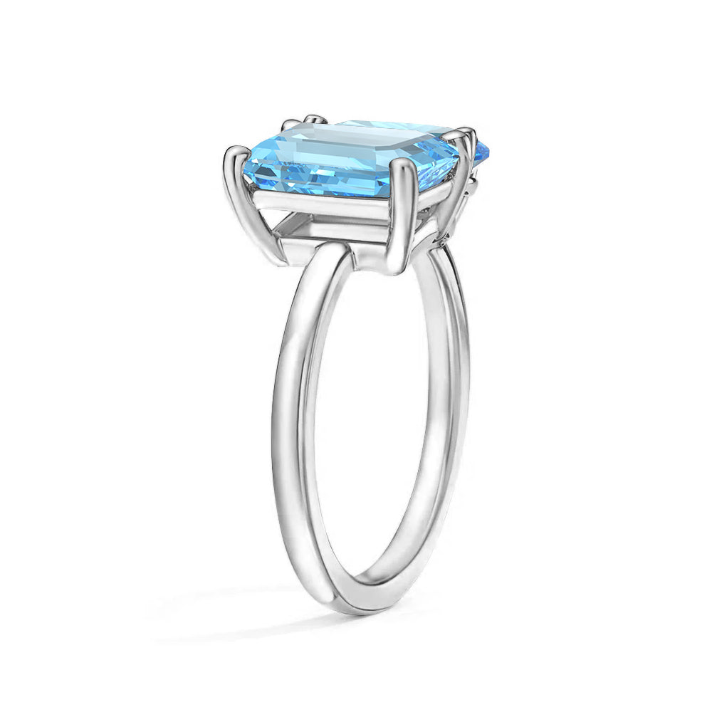 Toi et Moi Personalized Aquamarine Birthstone Anniversary Ring - MSBLUE Jewelry