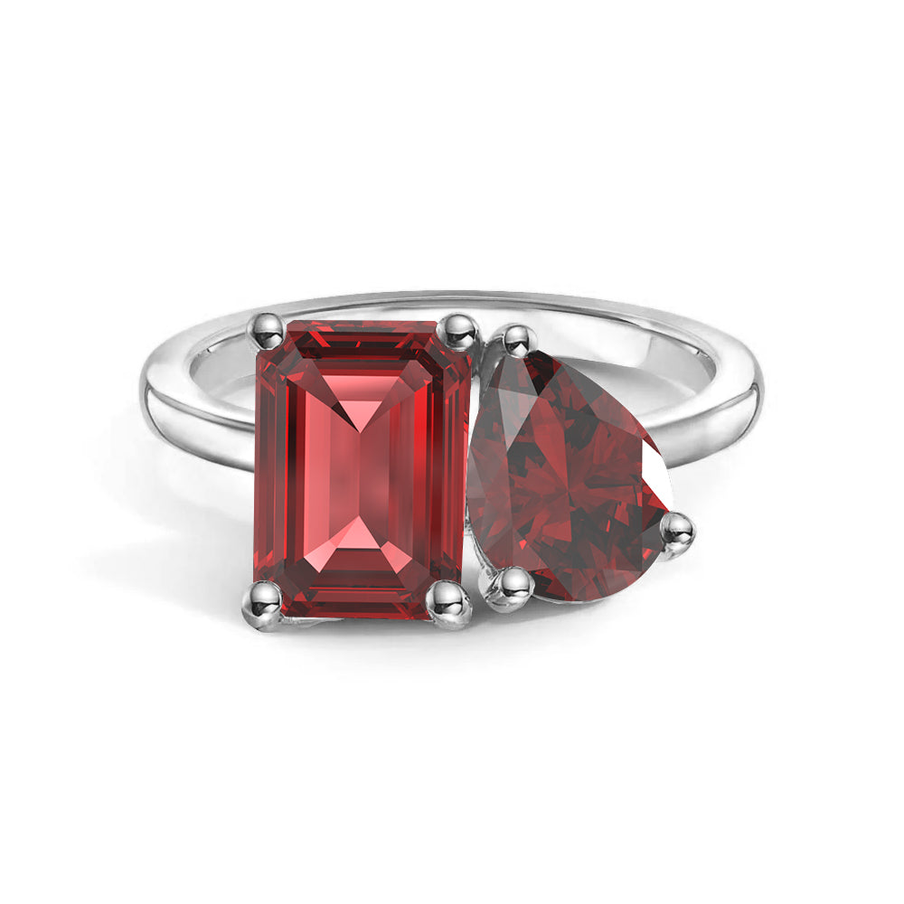 Toi et Moi Personalized Ruby Birthstone Anniversary Ring - MSBLUE Jewelry