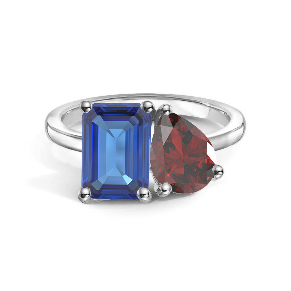 Toi et Moi Personalized Sapphire Birthstone Anniversary Ring - MSBLUE Jewelry