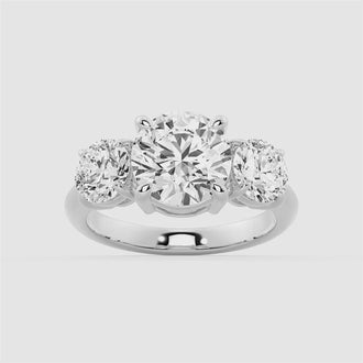 Round Cut Three Stone Moissanite Engagement Ring