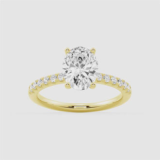 Petite Micropavé Oval Shaped Moissanite Engagement Ring