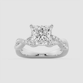Twisted Band Princess Cut Moissanite Engagement Ring